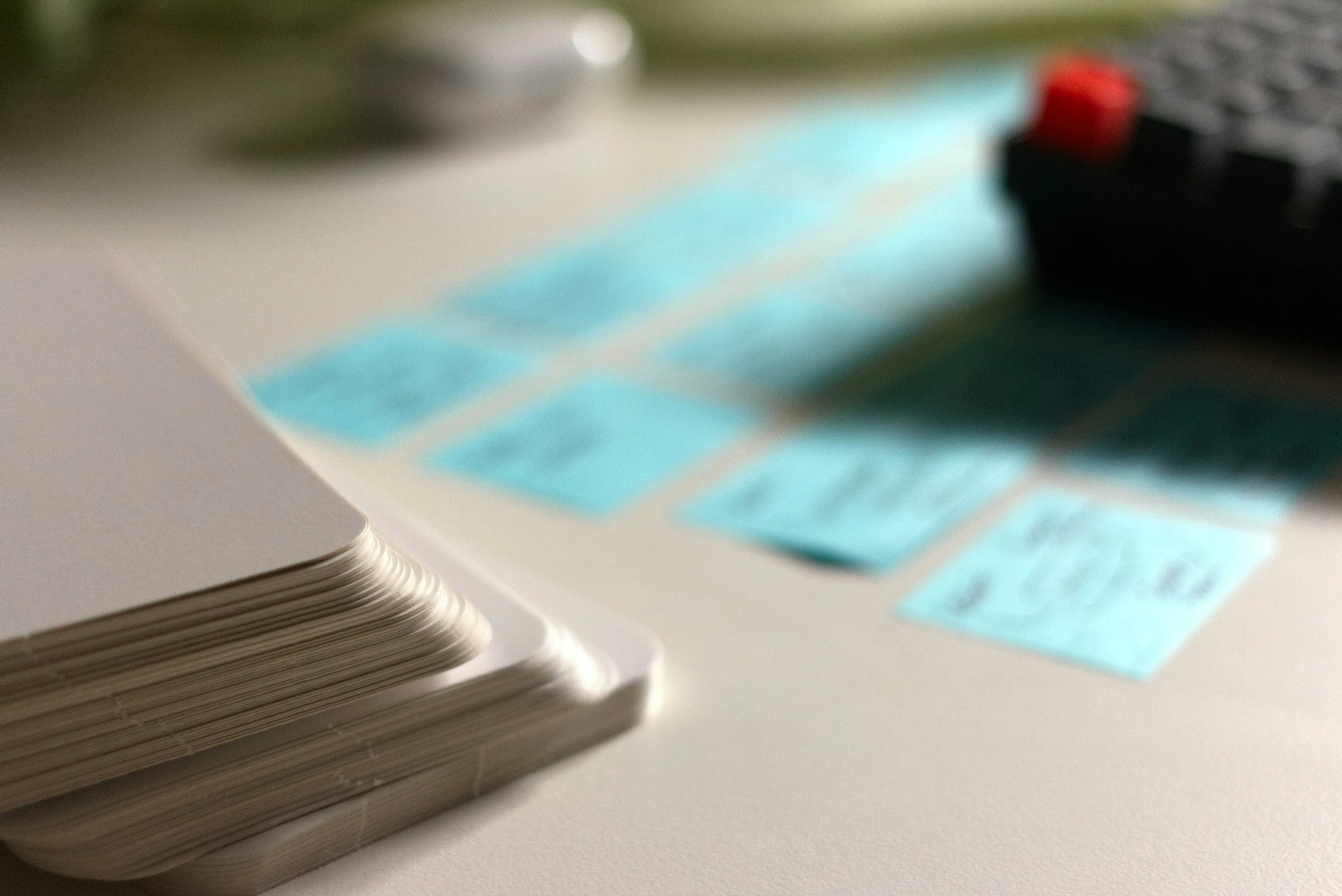 Notebook with handwritten notes and a pen